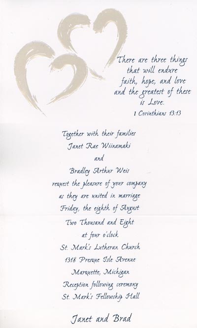 Here's our wedding invitation And if you'd like to comment click here